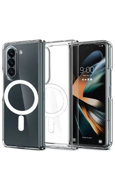 Newface Samsung Galaxy Z Fold 5 Kılıf Magneticsafe Şeffaf Silikon - Şeffaf ürün görseli 1