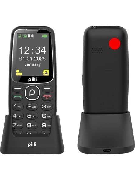 Piili P10 Tuşlu Cep Telefonu Siyah KVK Garantili Şarj Standlı ürün görseli 1
