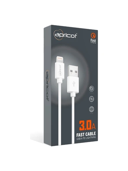 Apricot APC-S220L 1 Metre Qc3.0 Lightning Beyaz Hızlı Data + Sarj Kablosu ürün görseli 1