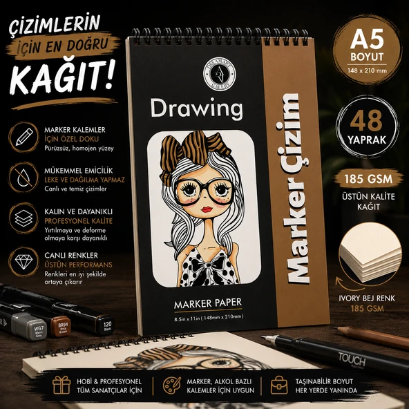 DreamArt Galery Marker Çizim, A5 Boyut, Çizim defteri ürün görseli 1