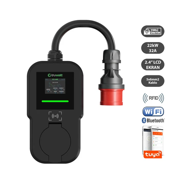 Truwatt ZTV501 22kW Taşınabilir Wallbox Elektrikli Araç Şarj Cihazı 32A/380V ürün görseli 1