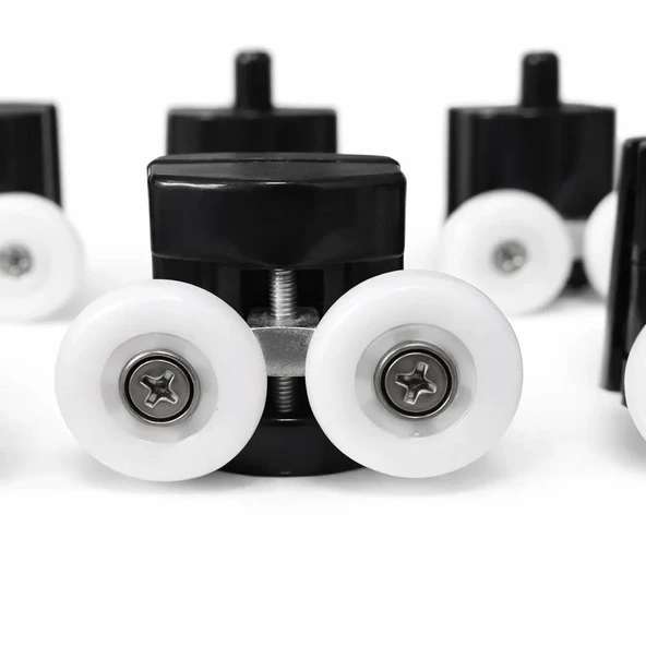 Proalet Duşakabin Tekeri, Krom 8’li Takım, 24 mm Çap, Alt Üst Takım, Cam, Kabin Tekerleği, Dayanıklı Yedek Parça (Siyah) ürün görseli 1