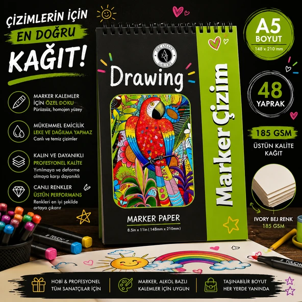 DreamArt Galery Marker Çizim, A5 Boyut, Çizim defteri ürün görseli 1