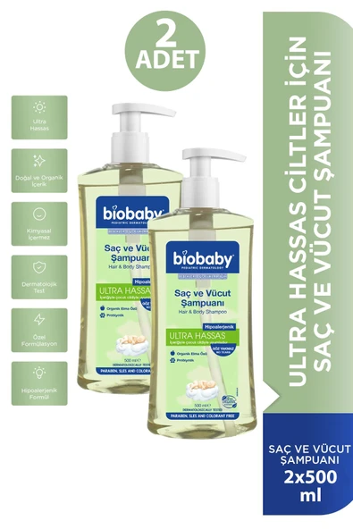 Biobaby Saç ve Vücut Şampuanı 500 ml 2 Adet ürün görseli 1