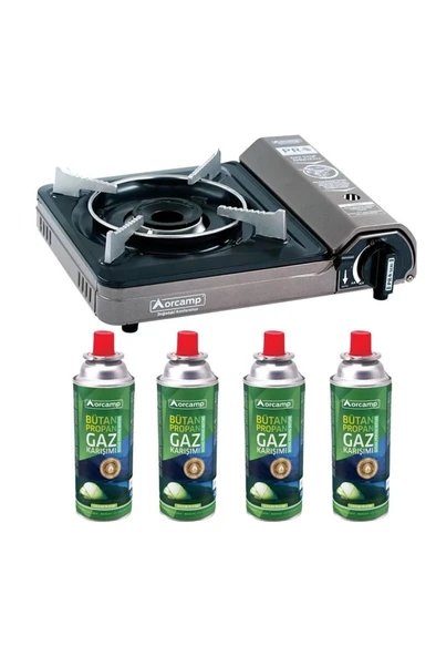 Orcamp Tekli Portatif Ocak Gri + 4 Adet 227 ml Kartuş ürün görseli 1