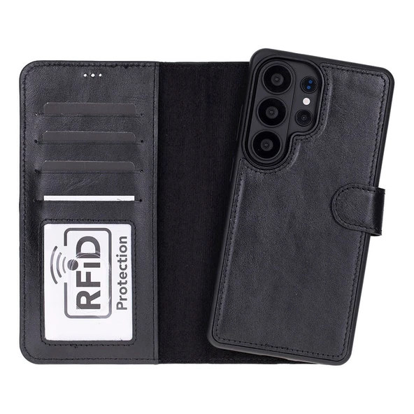 Samsung Galaxy S26 Ultra Uyumlu Manyetik Hakiki Deri Cüzdan Kılıf ,Cüzdan Taşımaya Son, Kredi Kart Yuvalı, RFID Güvenlik ürün görseli 1