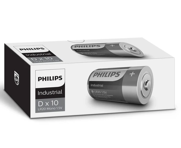 Philips Industrial D Boy Büyük Boy Pil 1.5V - LR20I10C/10 - 10'lu Paket ürün görseli 1