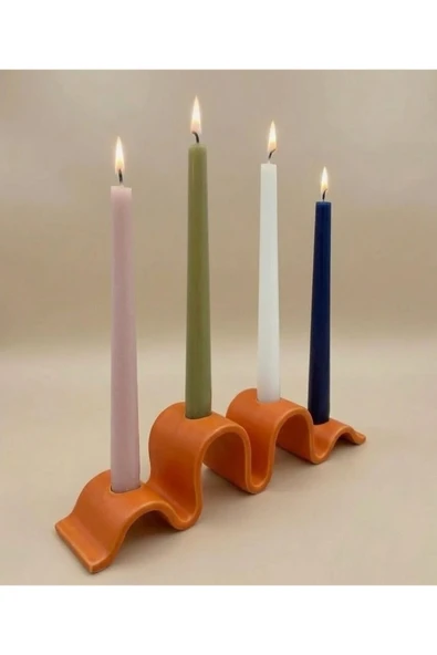 LayerOne Dalgalı Tasarım 4’lü Şamdan - Wavy Formlu Dekoratif Mumluk - Resim 2