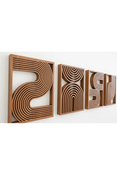 LayerOne Geometrik Tablo Seti - 4'lü Modern Duvar Dekoru - Resim 2