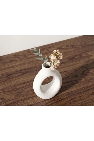LayerOne Oval Tasarım Dekoratif Vazo - 15 cm - Resim 2