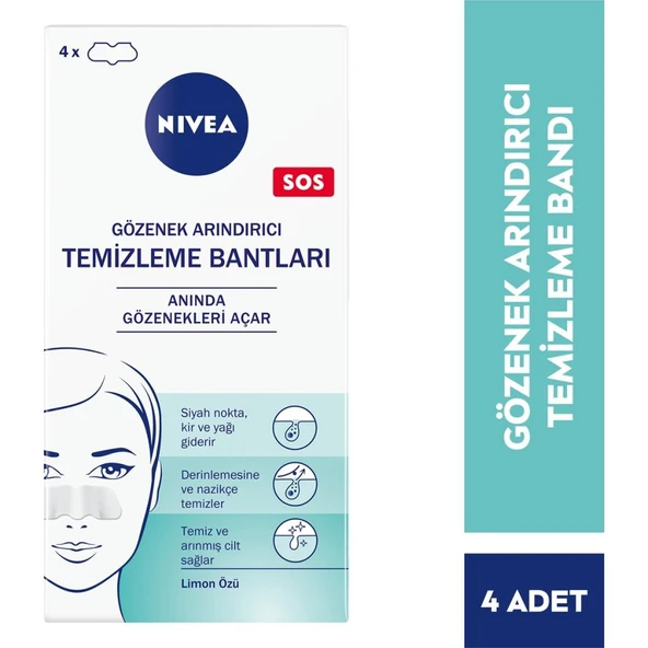 NIVEA Siyah Nokta ve Gözenek Arındırıcı Burun Bandı 4 Adet, T-Bant, Kir ve Yağ Temizleyici Yüz Bakım ürün görseli 1