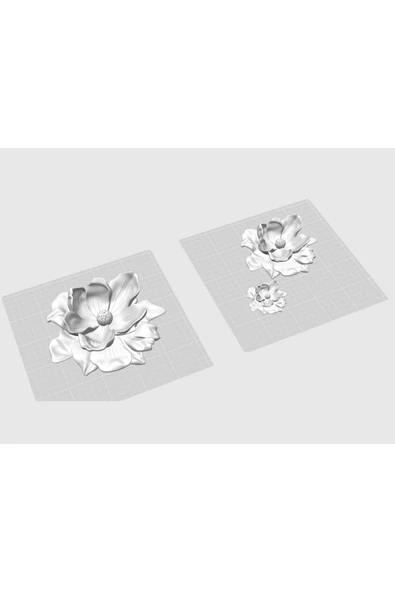 LayerOne 3'lü Set Beyaz Çiçek Duvar/Masa Dekoru - Resim 3
