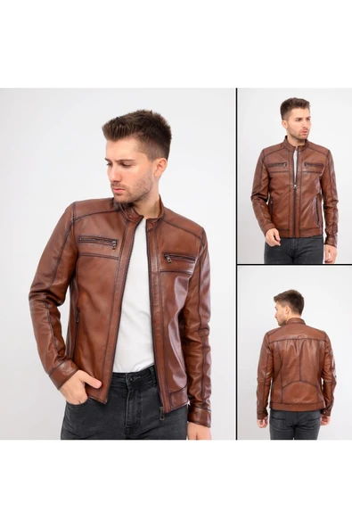 İtalyan Stil 100/100  Kuzu Derısı Erkek Montu Özel tasarım ürün görseli 1