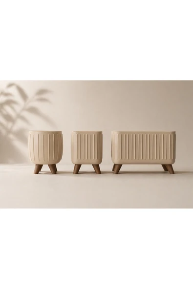 LayerOne Modern Tasarım Saksı Seti - 3'lü Set - Resim 2