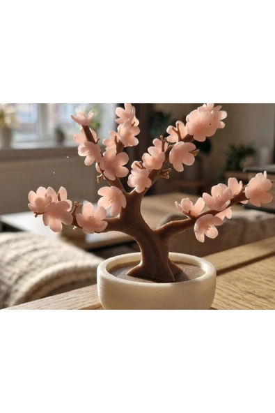 LayerOne Pembe Yapraklı Dekoratif Ağaç - Biblo - Resim 2