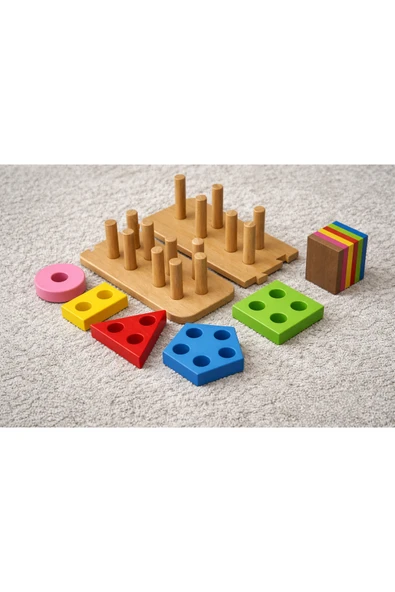 LayerOne Montessori Zeka Oyuncağı | Renkli Şekil Sınıflandırma Çocuk Oyuncak Seti ürün görseli 1