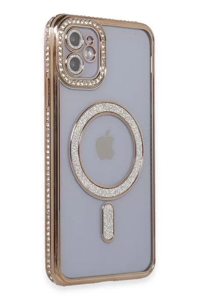Newface Apple iPhone 11 Kılıf Joke Simli Magneticsafe Kılıf - Gold ürün görseli 1