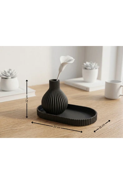 LayerOne Modern Dekoratif Vazo ve Tepsi Seti - Resim 2