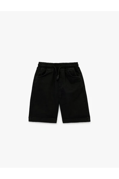 Koton Erkek Çocuk Beli Bağcıklı Cep Detaylı Slim Fit Denim Şort ürün görseli 1