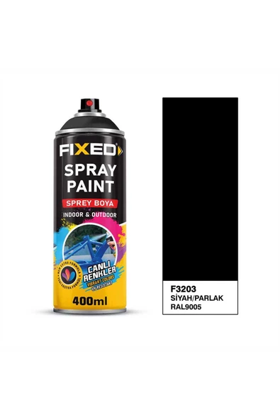 SGS FİXED F3203 SPREY BOYA AKRİLİK SİYAH/PARLAK (RAL9005) 400 ML ürün görseli 1