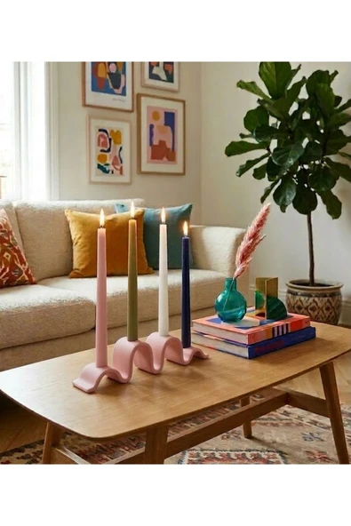 LayerOne Dalgalı Tasarım 4’lü Şamdan - Wavy Formlu Dekoratif Mumluk ürün görseli 1