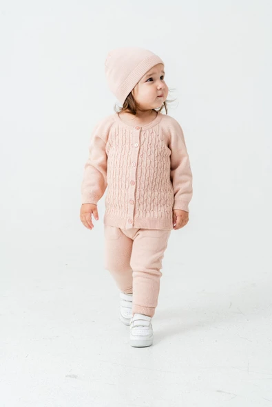 Unisex Triko Saç Örgülü Alt Üst Bere 3'lü Takım 22108 ürün görseli 1
