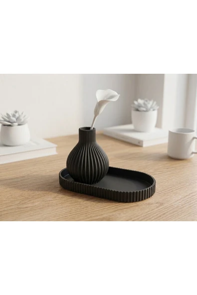 LayerOne Modern Dekoratif Vazo ve Tepsi Seti ürün görseli 1