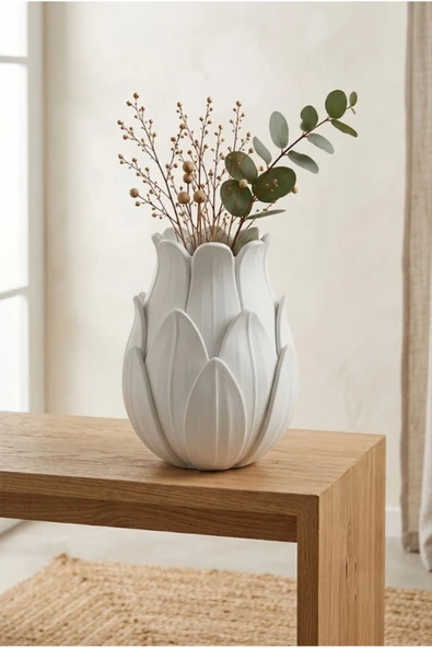 LayerOne Lotus Formlu Dekoratif Vazo - 20 cm - Resim 2