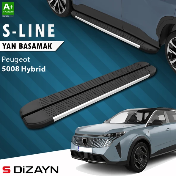 S-Dizayn Peugeot 5008 3 Hybrid S-Line Aluminyum Yan Basamak 203 Cm 2024 Üzeri A+ Kalite ürün görseli 1