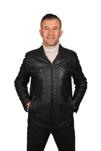 Hakiki Deri Siyah Erkek Deri Mont ürün görseli 1