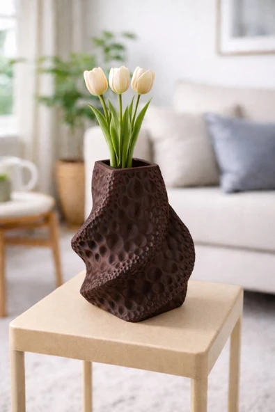 LayerOne Modern Burgu Formlu Dekoratif Vazo – 3D Baskı Tasarım ürün görseli 1