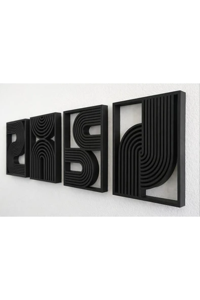 LayerOne Geometrik Tablo Seti - 4'lü Modern Duvar Dekoru - Resim 3