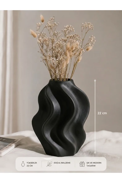 LayerOne Modern Dalga Form Vazo - 22 cm ürün görseli 1