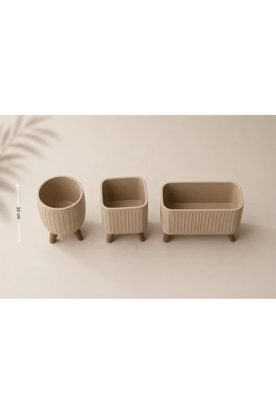 LayerOne Modern Tasarım Saksı Seti - 3'lü Set - Resim 4