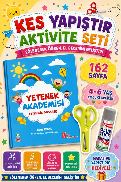 Kes Yapıştır Aktivite Seti- Makas ve Yapıştırıcı Hediyeli ürün görseli 1