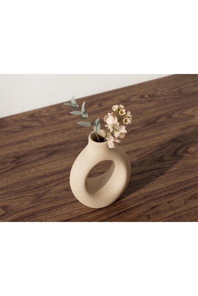 LayerOne Oval Tasarım Dekoratif Vazo - 15 cm - Resim 2