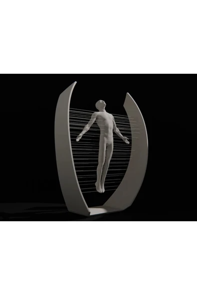 LayerOne Modern Sanat Askıda İnsan Figürü Heykel - Resim 2