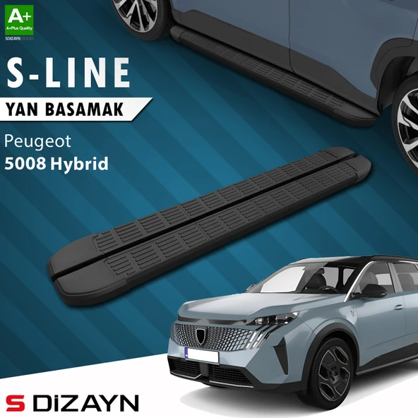S-Dizayn Peugeot 5008 3 Hybrid S-Line Siyah Yan Basamak 203 Cm 2024 Üzeri A+ Kalite ürün görseli 1