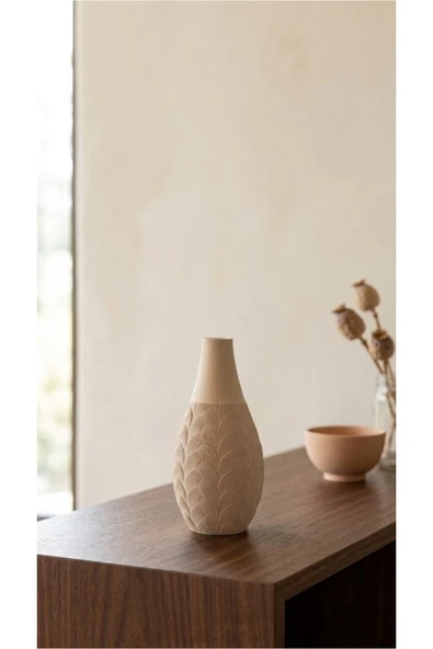 LayerOne Motif İşlemeli Dekoratif Vazo - 17 cm - Resim 2