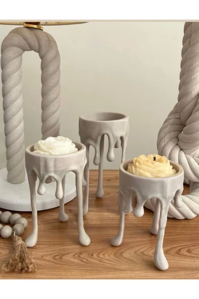 LayerOne Erime Desenli Dekoratif Mumluk - 3'lü Set ürün görseli 1