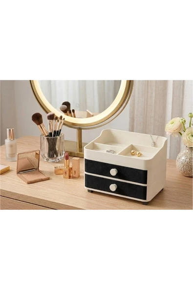 LayerOne Modern Tasarım Takı Saklama Kutusu | 2 Katlı Çekmeceli Organizer ürün görseli 1