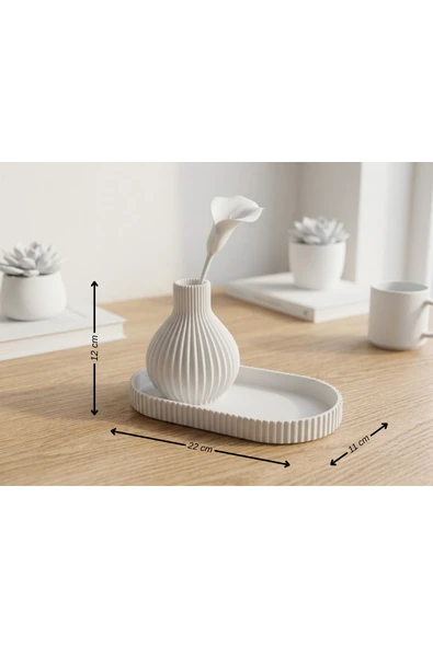 LayerOne Modern Dekoratif Vazo ve Tepsi Seti - Resim 2