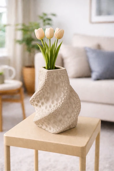 LayerOne Modern Burgu Formlu Dekoratif Vazo – 3D Baskı Tasarım ürün görseli 1