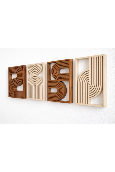 LayerOne Geometrik Tablo Seti - 4'lü Modern Duvar Dekoru - Resim 3