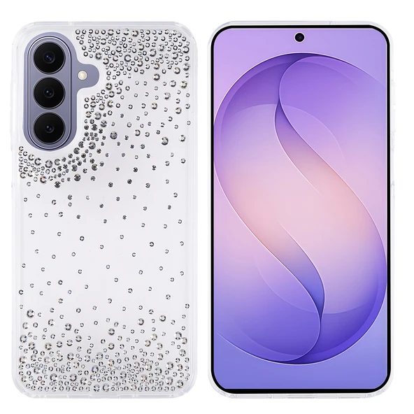 Galaxy S26 Plus Kılıf Airbag Tasarımlı Damla Taşlı Şeffaf Pera Silikon Kapak ürün görseli 1