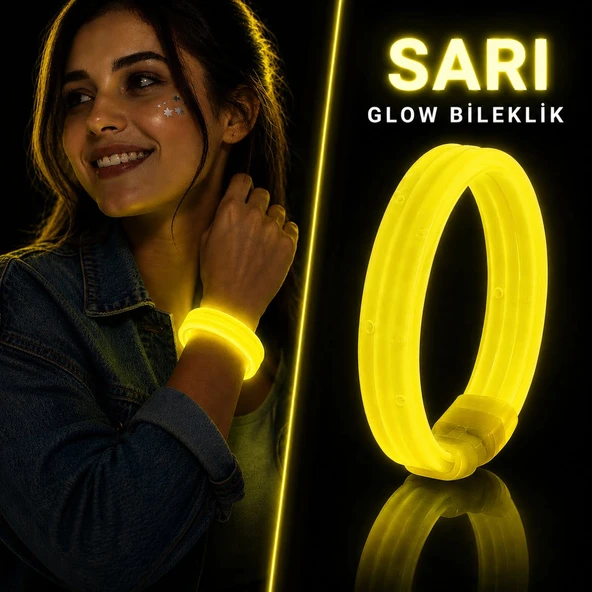 Sarı Kalın Glow Bileklik – Kırılarak Yanan Parti ve Festival Bilekliği ürün görseli 1