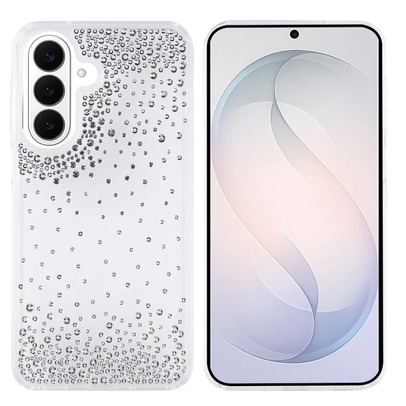 Galaxy S26 Kılıf Airbag Tasarımlı Damla Taşlı Şeffaf Pera Silikon Kapak ürün görseli 1