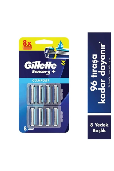 Gillette Sensor3+ Comfort 8'li Yedek Bıçak Başlığı ürün görseli 1