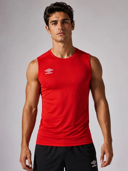UMBRO Dry Top Erkek Kırmızı Spor Atlet Sıfır Kollu Tişört TF0059 ürün görseli 1