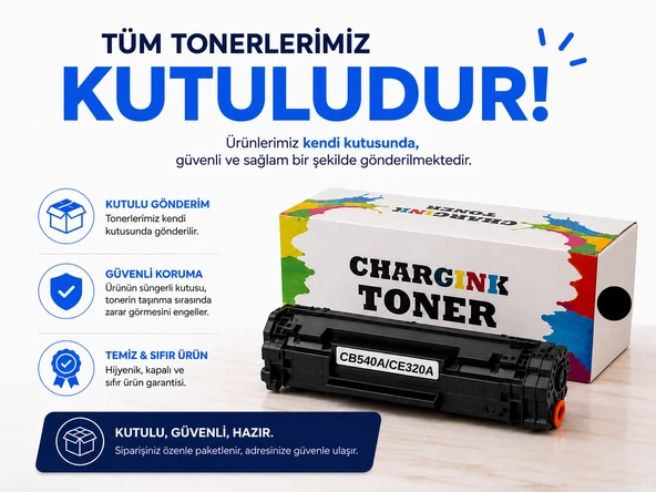 HP CB540A-CE320A-CF210A Canon CRG-716,CRG-731 Siyah Muadil Toner Çipli ürün görseli 1